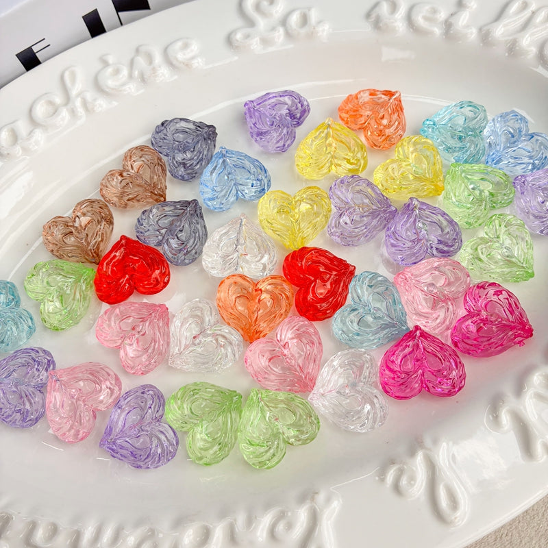Perles texturées du coeur acrylique