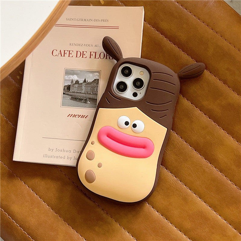 Saucisse de caricature Housse de téléphone fille de la bouche Étui de protection résistant à la chute