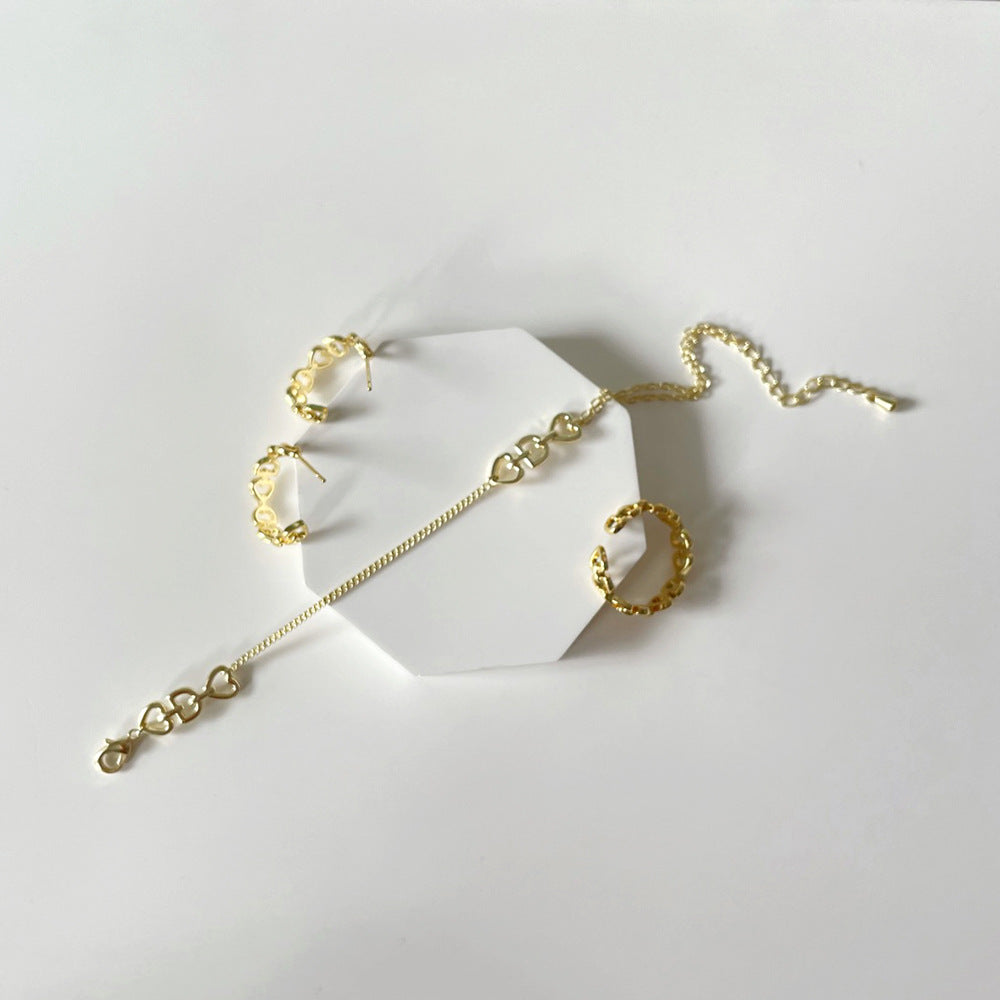 Minimalist Love Lettre D Boucles d'oreilles Bracelet