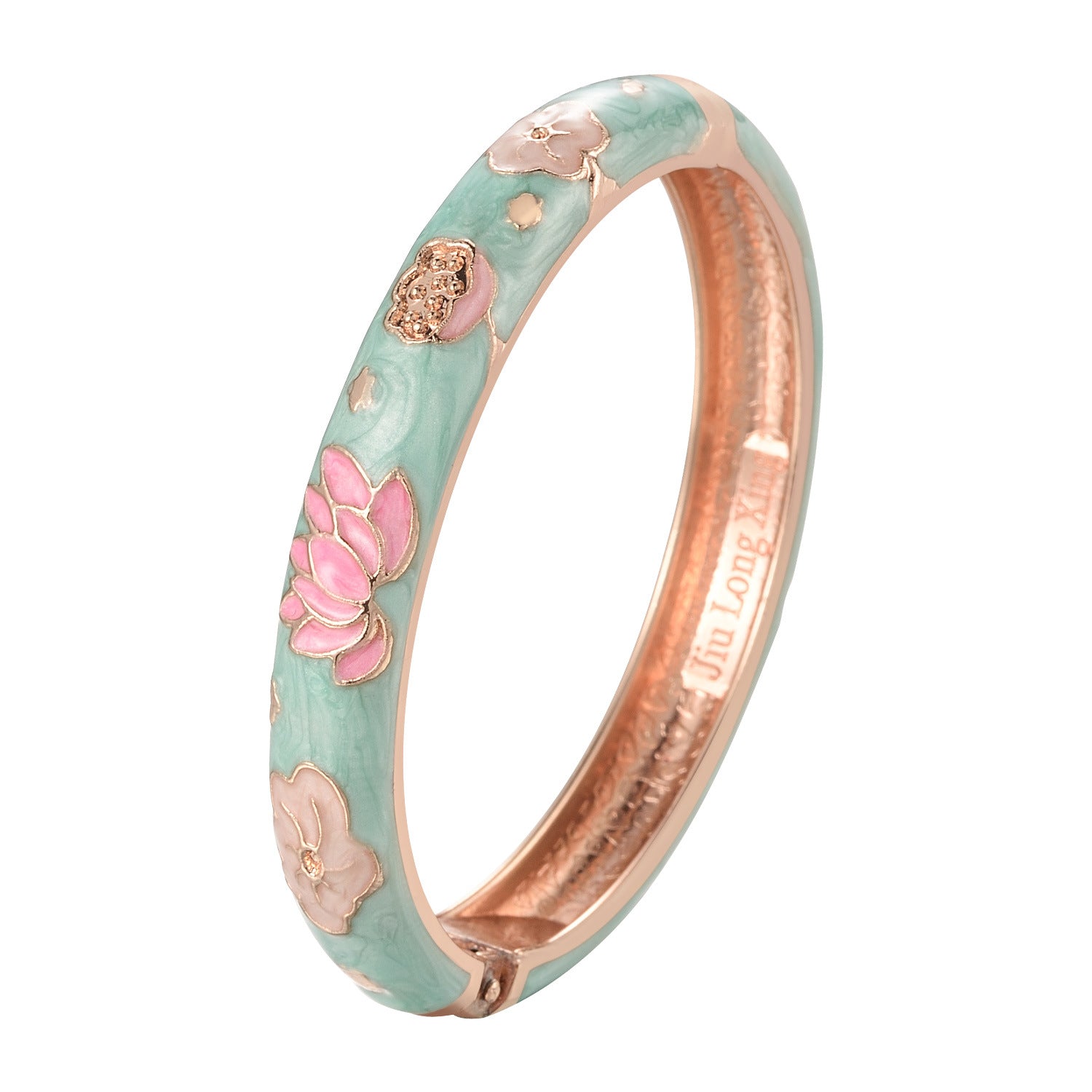 Dai Li Style Ethnique Green Series Bracelet Fleur Style Chinois Bracelet Peony Enamel Drop