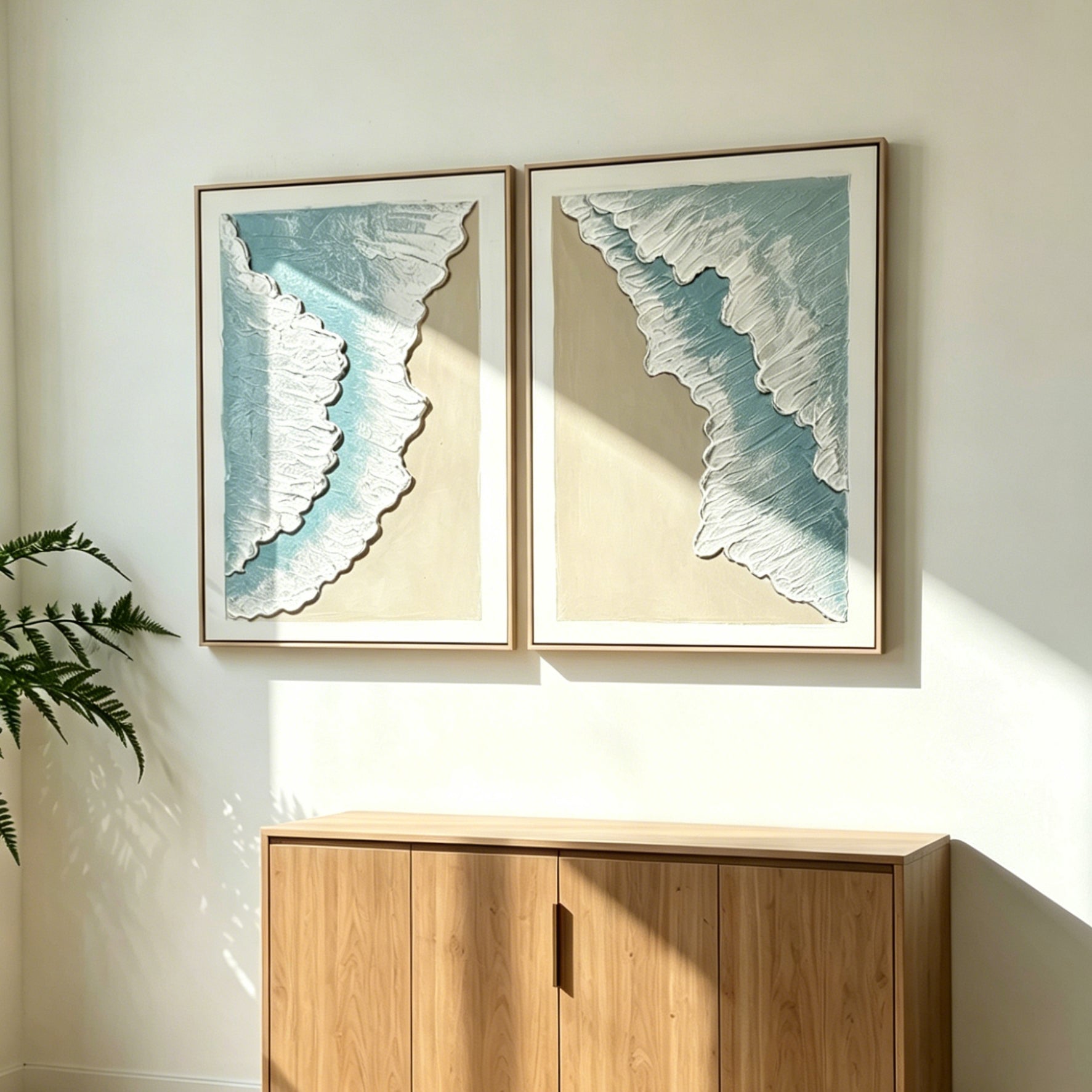 24x32 Ensemble de 2 Art mural de vague d'océan encadré