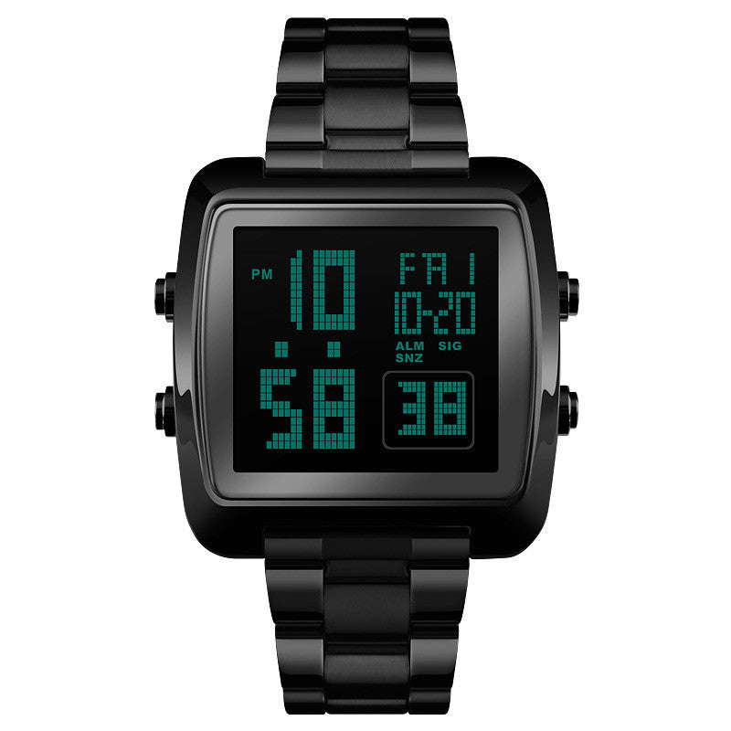 9 Montre électronique de sport homme de mode imperméable ceinture en acier inoxydable