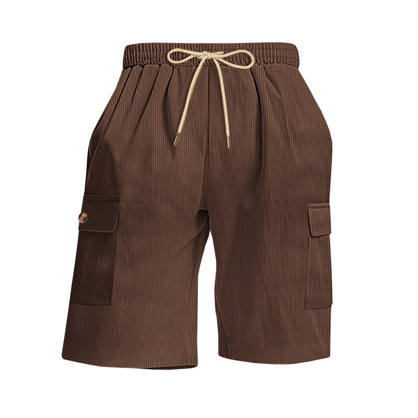 Été Corduroy Multi-Pocket Cinq points Short sport homme Dentelle-Up Casual Voiture de couleur solide