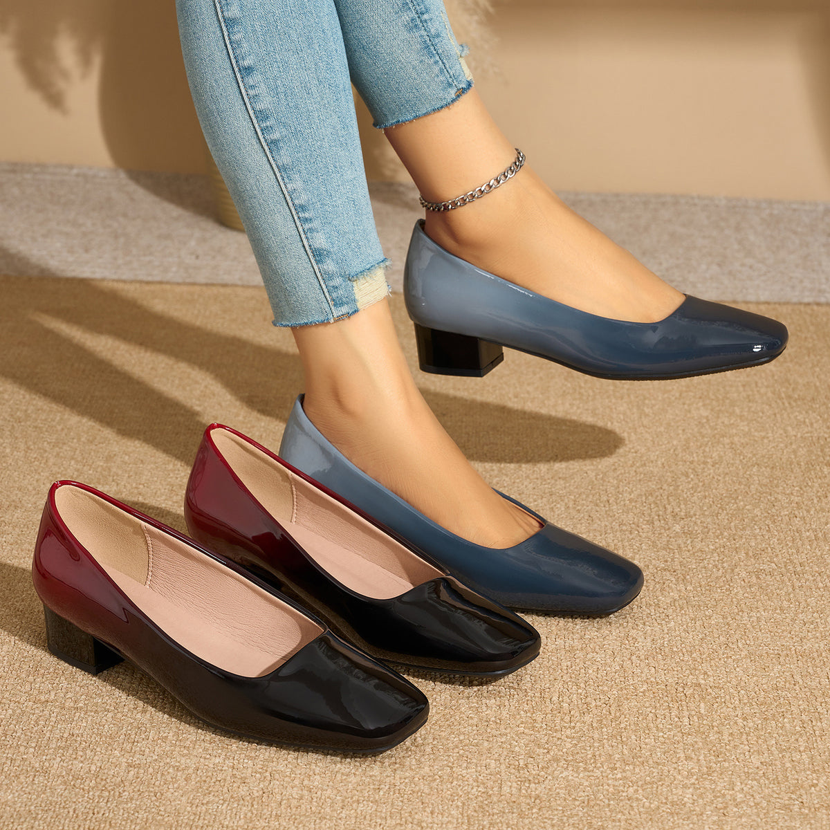 Gradient Couleur Elégantes Chaussures Haut Talon Pour Femmes