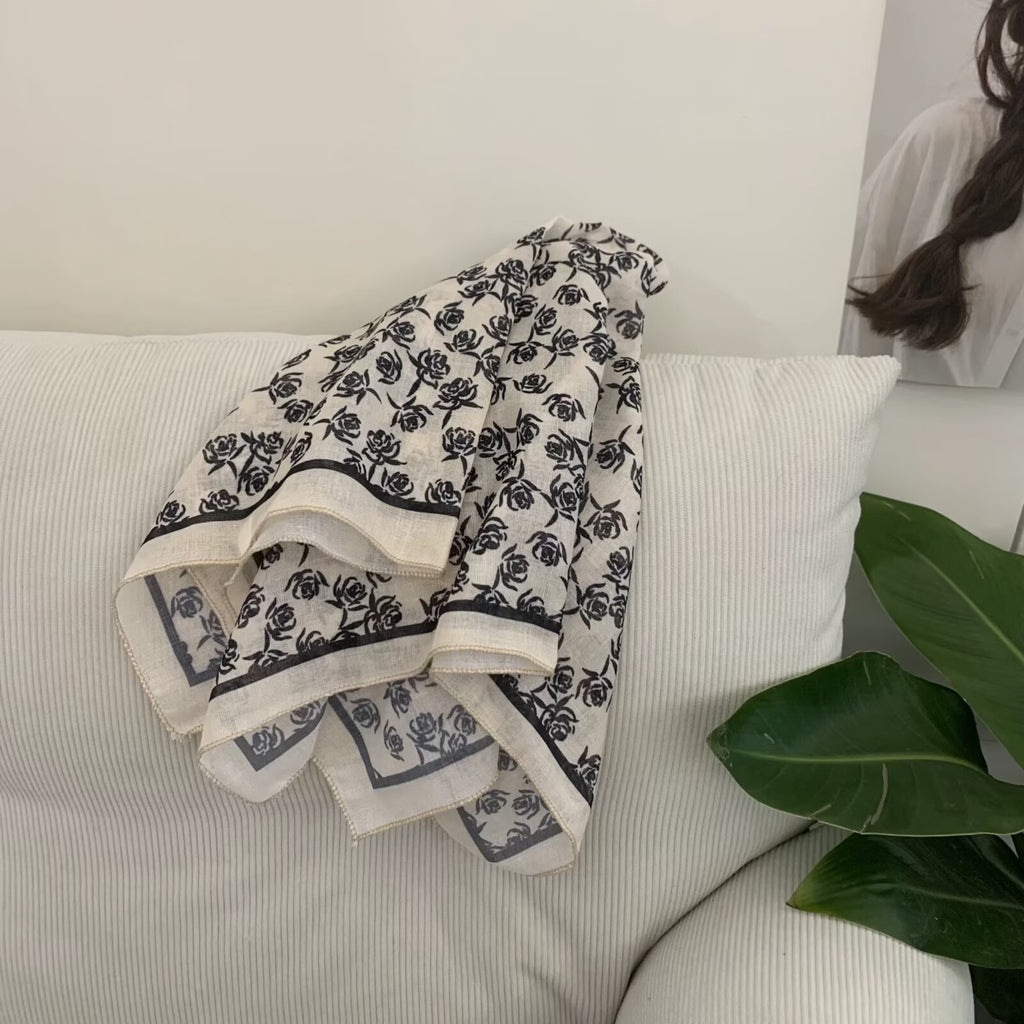 Écharpe carrée en coton et en coton de style coréen pour femmes