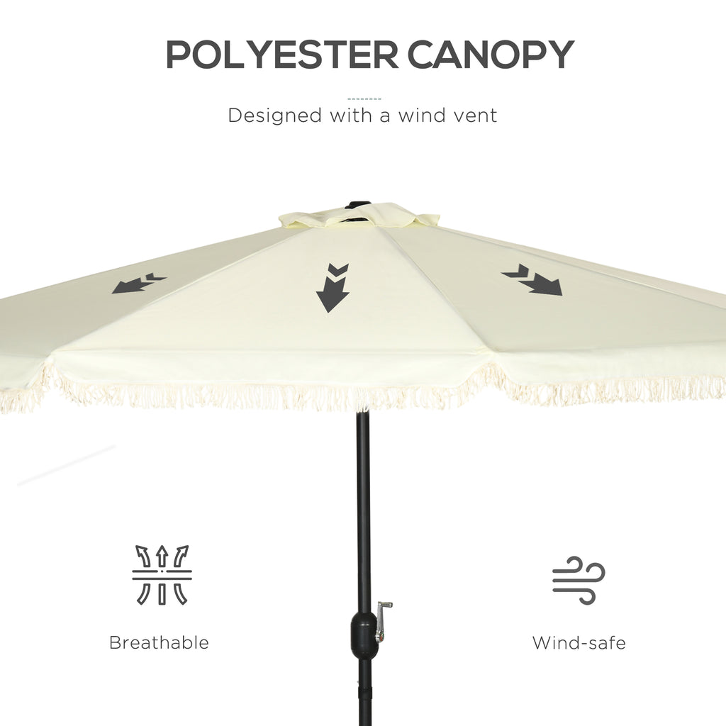 Parapluie Cantilever de 9 pieds avec Tilt bouton poussoir et Crank Tassles et 8 côtes Parapluie ombre
