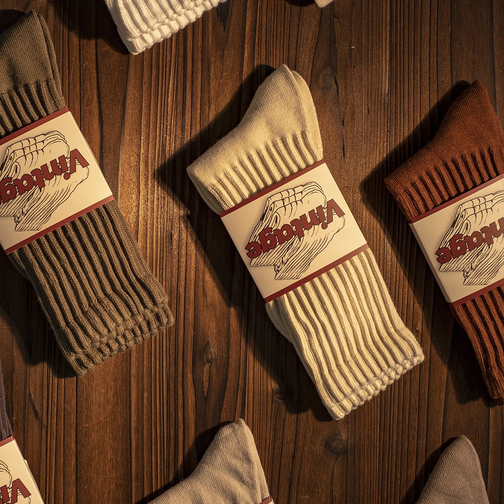 Chaussettes longues américaines Retro style japonais pour homme