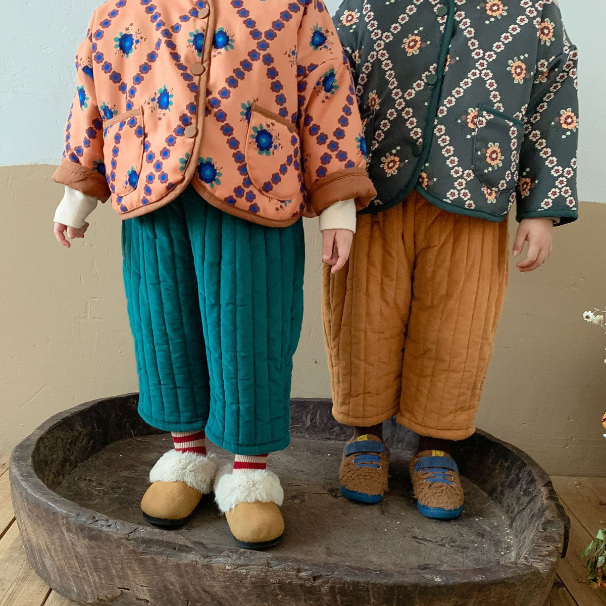Pantalons en coton mélangé pour enfants en peluche