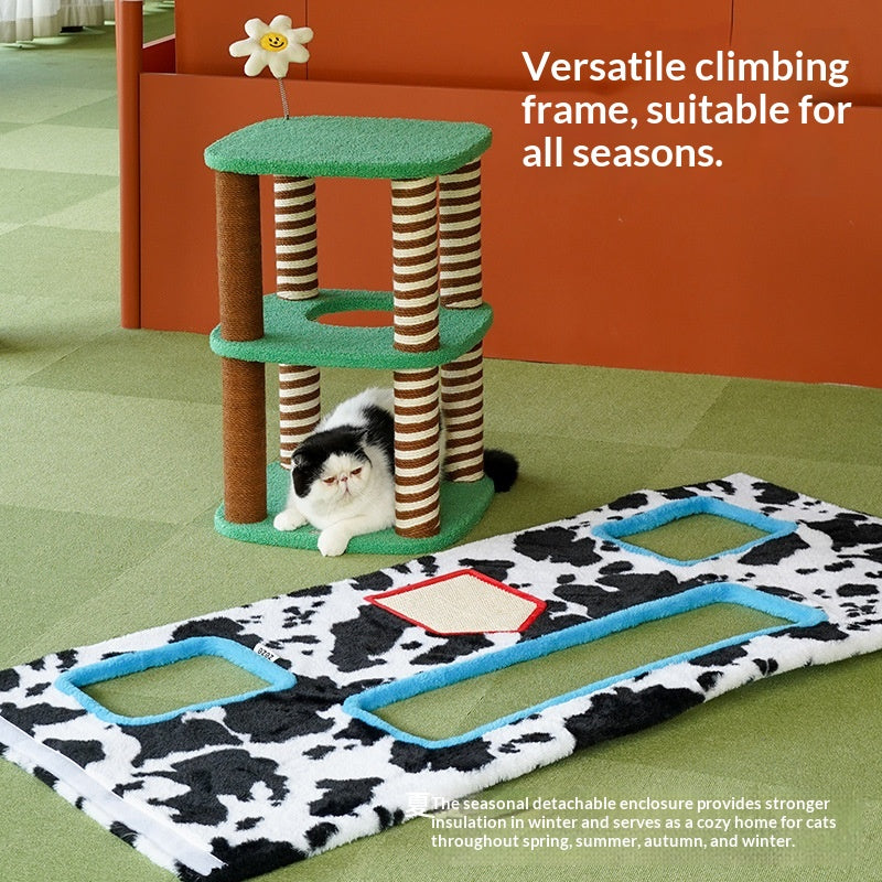 Zeze Four Seasons ferme Villa cadre d'escalade Maison de chat double-layer
