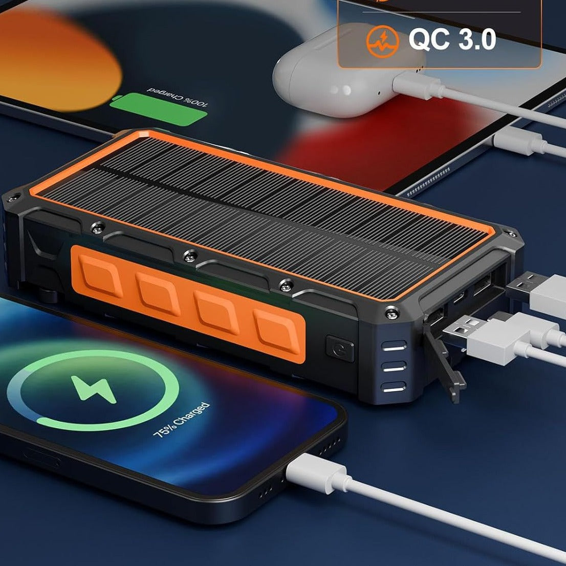 Portable solar hand generator wireless charging power supply