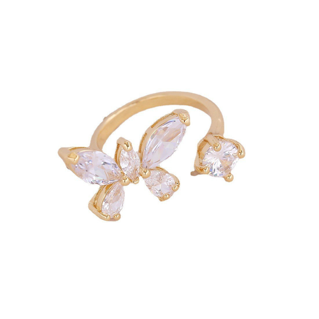 Zircon Branche Feuille et Anneau Fleur