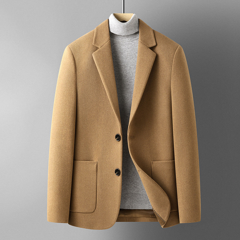 Automne et hiver Couleur solide Laine courte Woolen costume homme