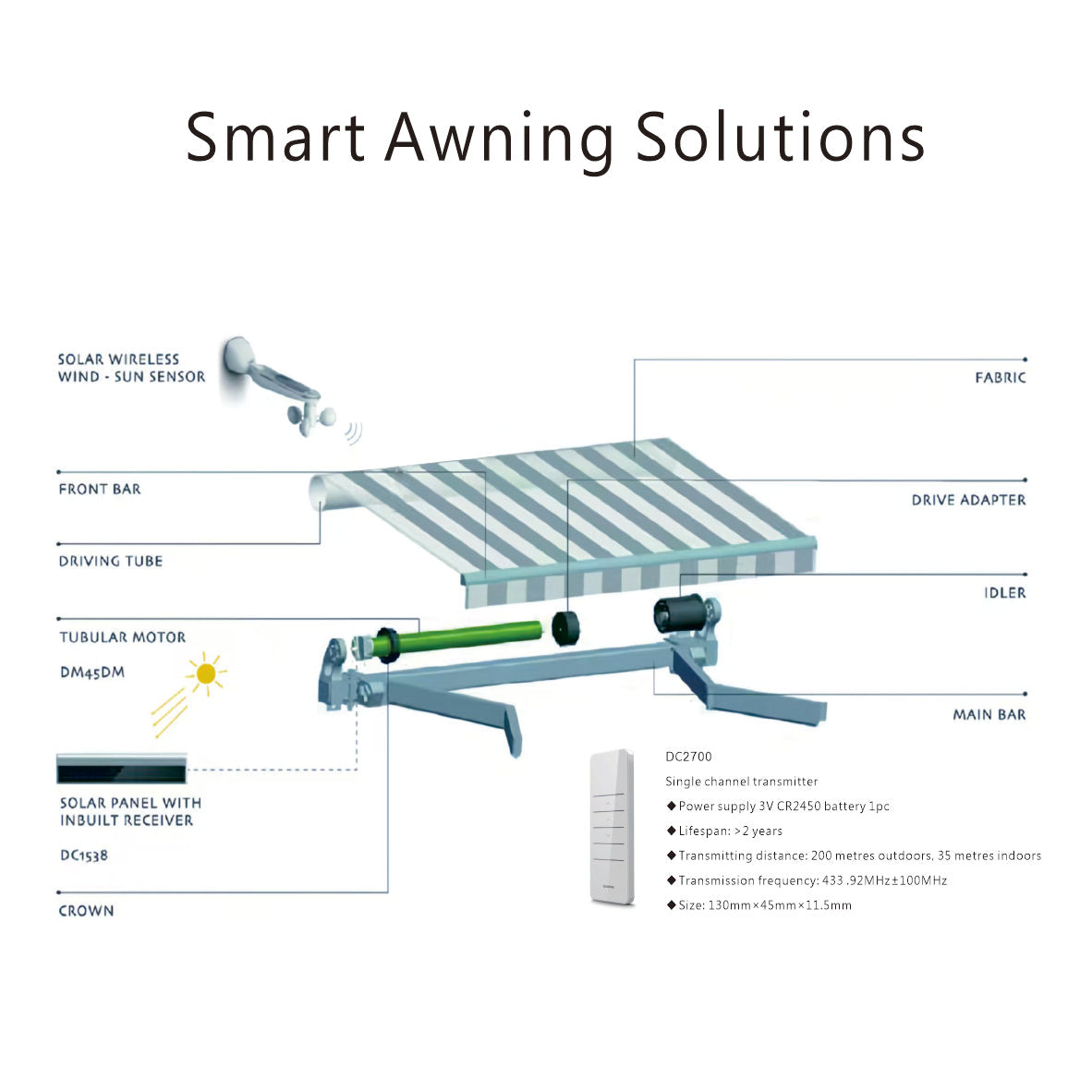 Auvent rétractable intelligent D-8100