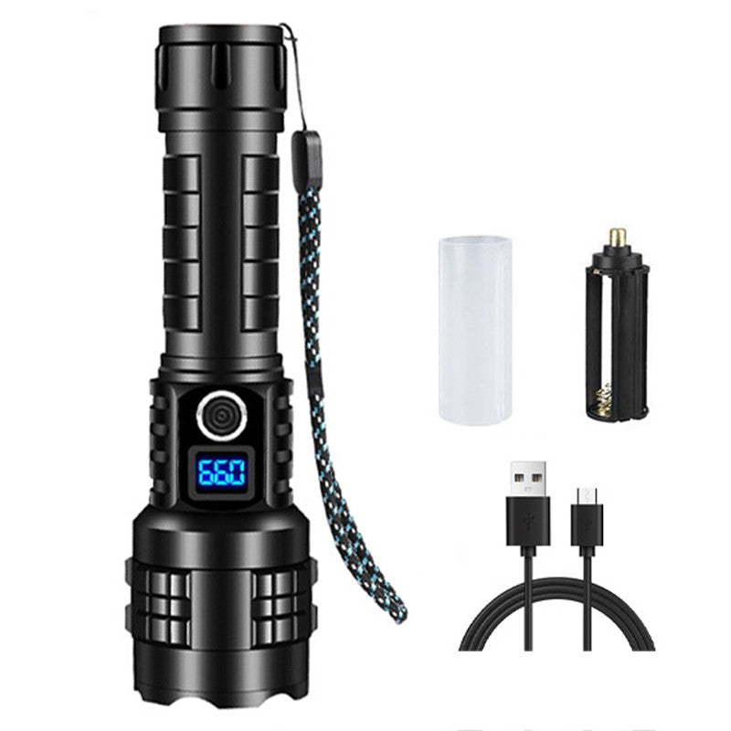Feux de recherche rechargeables LED Zoomable avec indicateur de batterie 5 éclairage