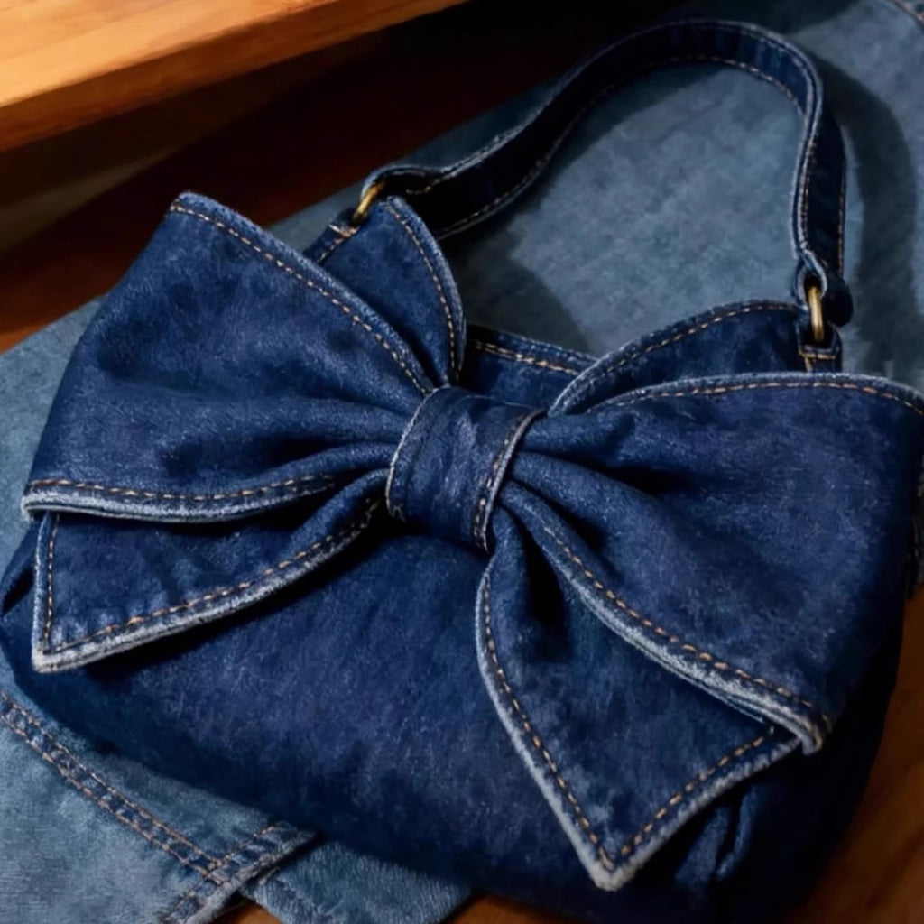 Sac de corps de denim à grande capacité avec Bow