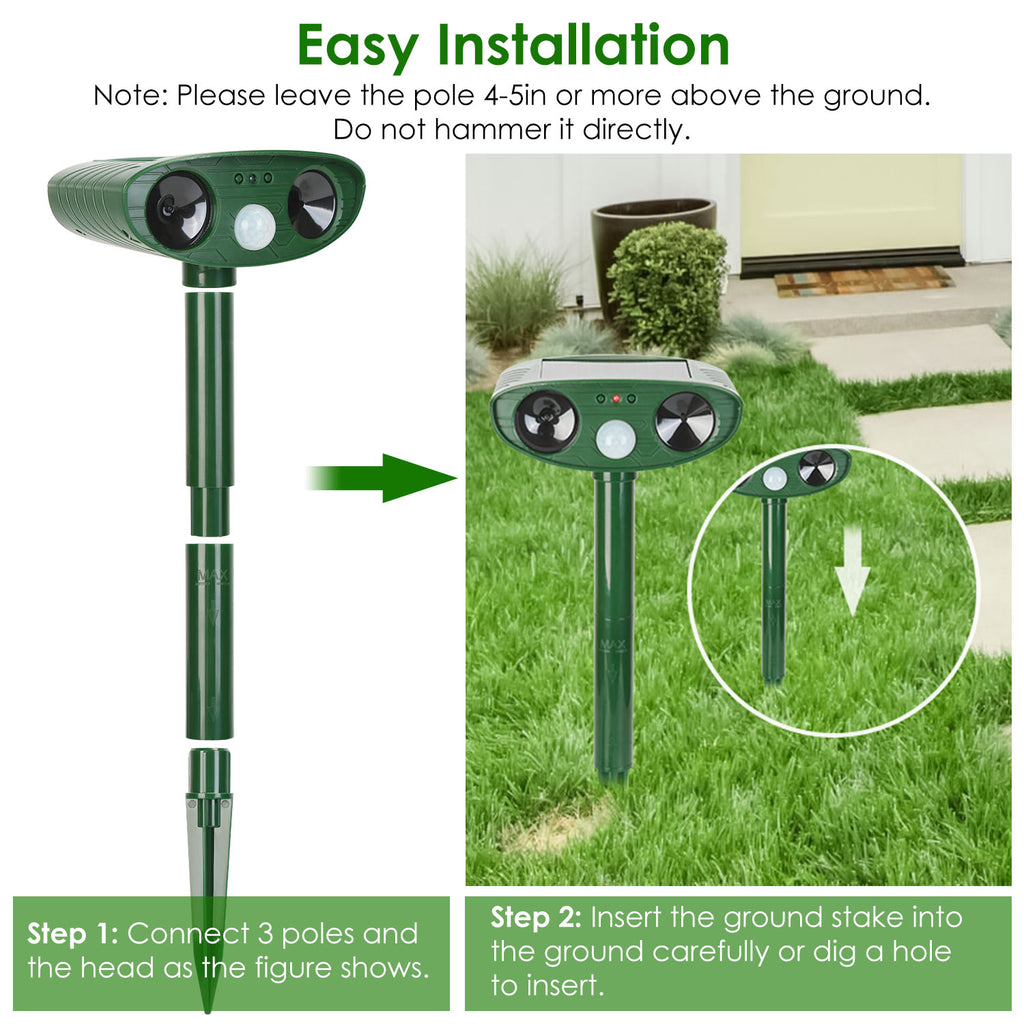 1Pc Solar Ultrasonic Animal Repeller PIR Motion Sensor Animal Repellent Chaser IPX4 Eaup