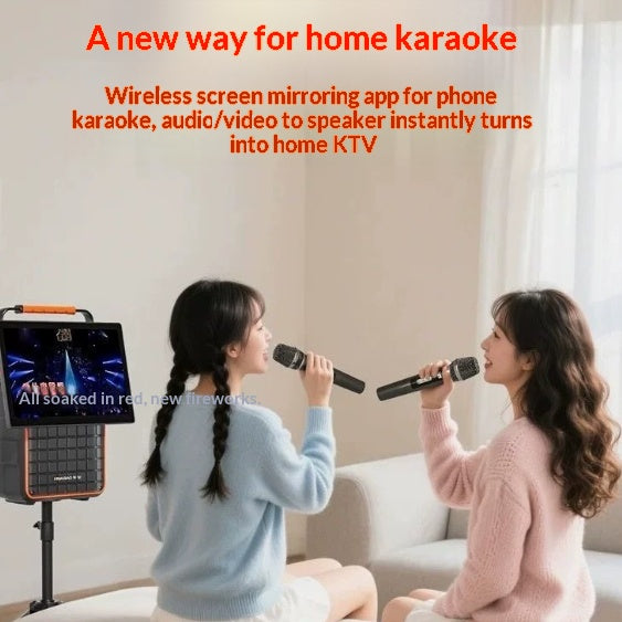 Portable Bluetooth Video Speaker With A Rotatable Screen And Wireless Screen Mirroring For Smartphones