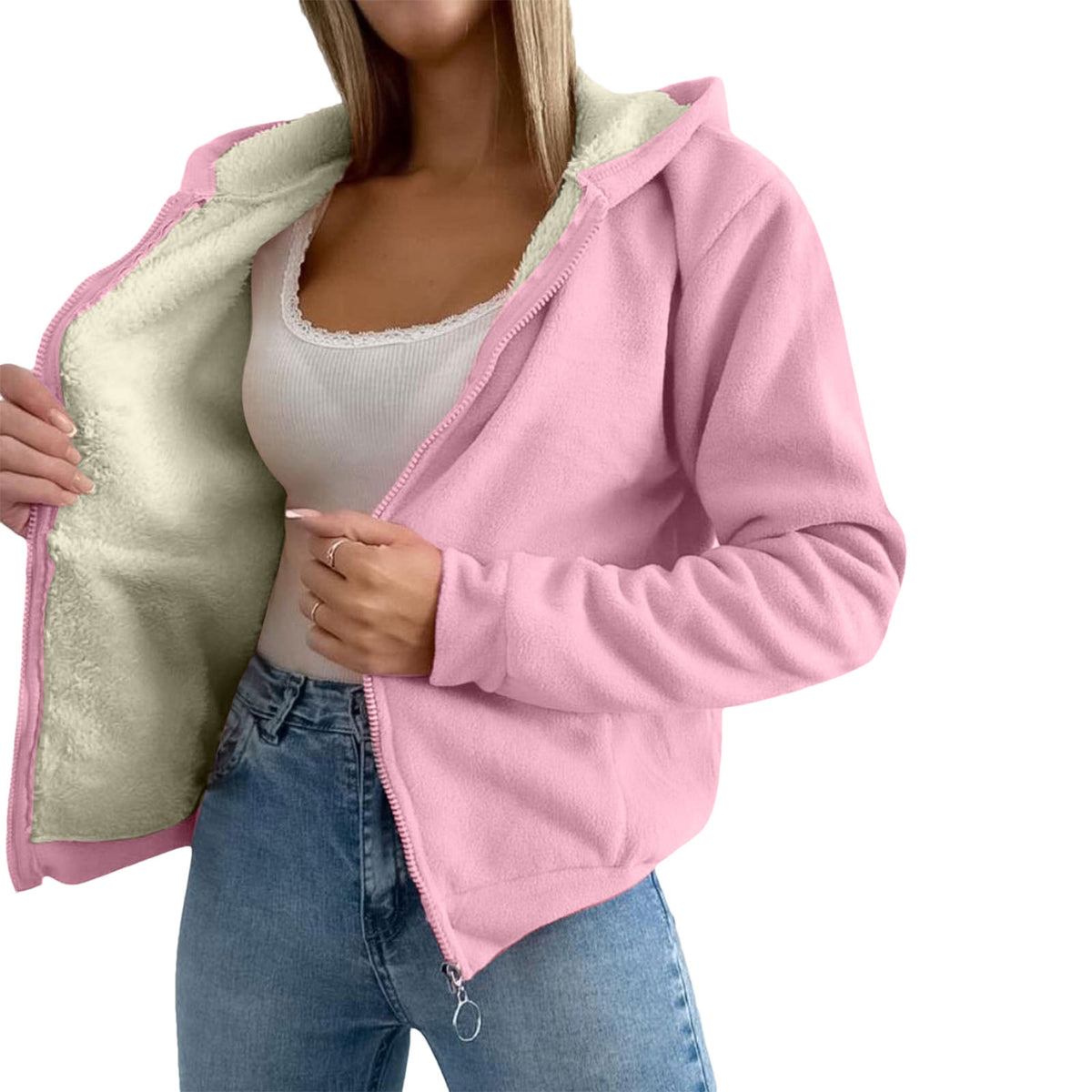 Manteau doublé de polaire pour femmes avec agneaux composites Laine