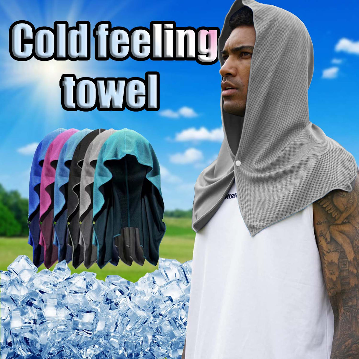 Serviette de sport à séchage rapide à capuche U-forme Cooling Serviette de protection contre le soleil