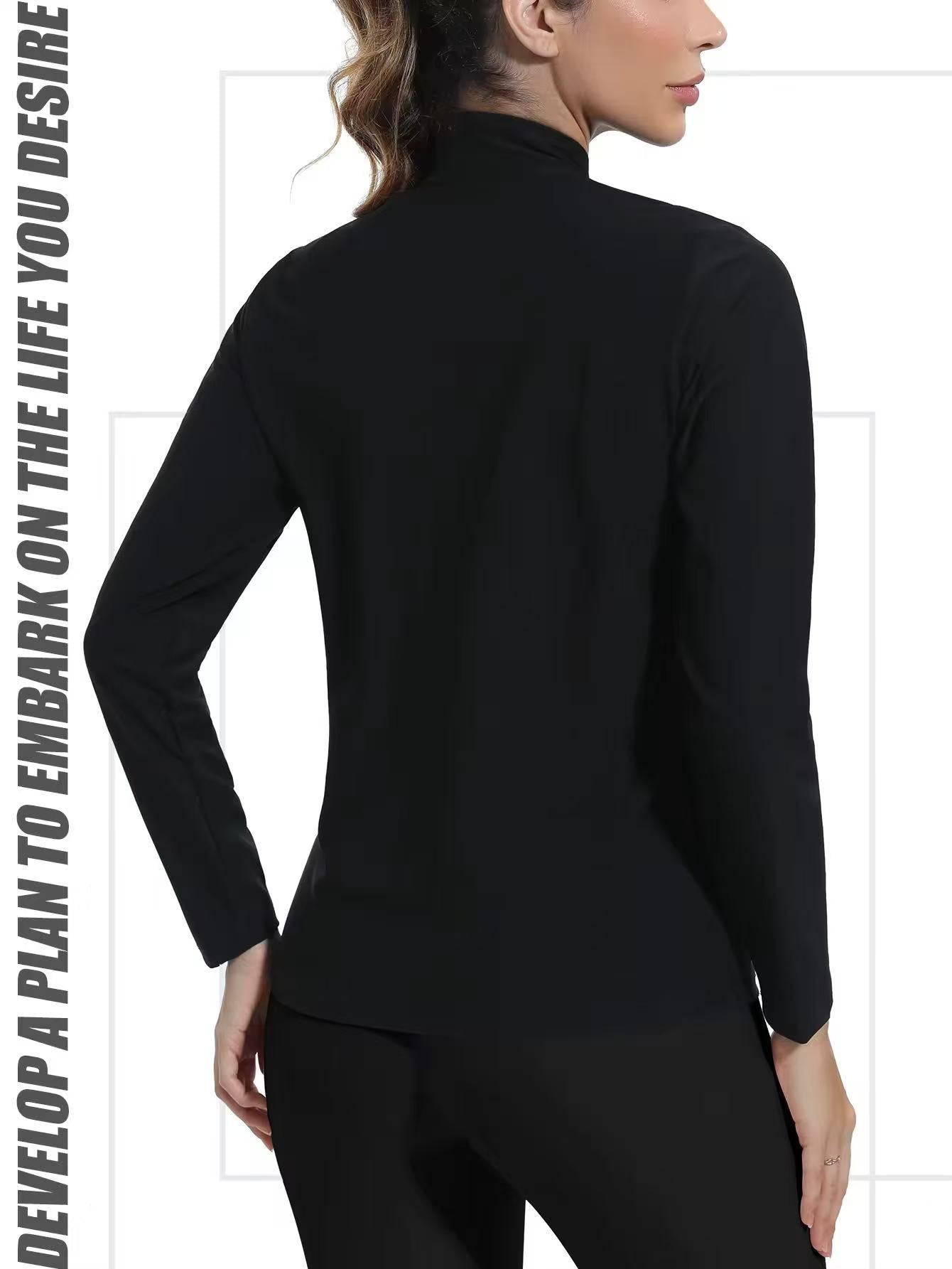 Femmes Fitness Sweaty Workout costume avec Silver-Coated Stand Collar Cardigan