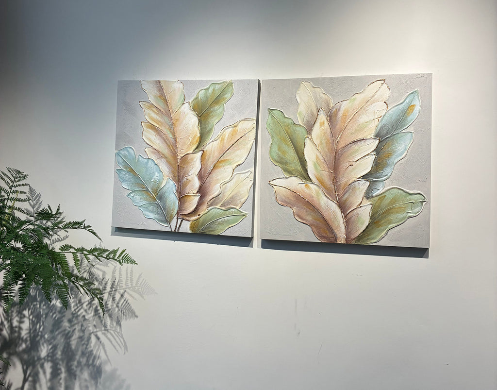 24x24 Ensemble de 2 Leaf Art Botanique