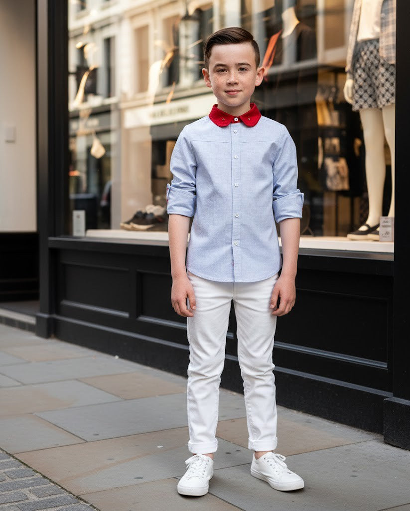 Garçons Printemps manches longues Chemise Enfants Uniforme scolaire Chemise formelle en coton 6-12Y