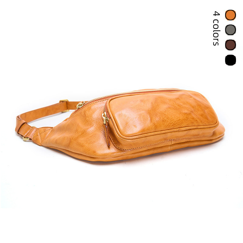 Sac croisé Cowhide de première rangée rétro