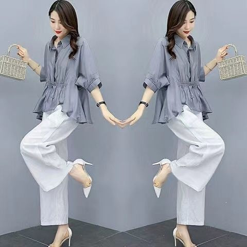 Pantalon à large jambe Casual Chic Plus de taille Linge de maison avec un drap d'écoulement