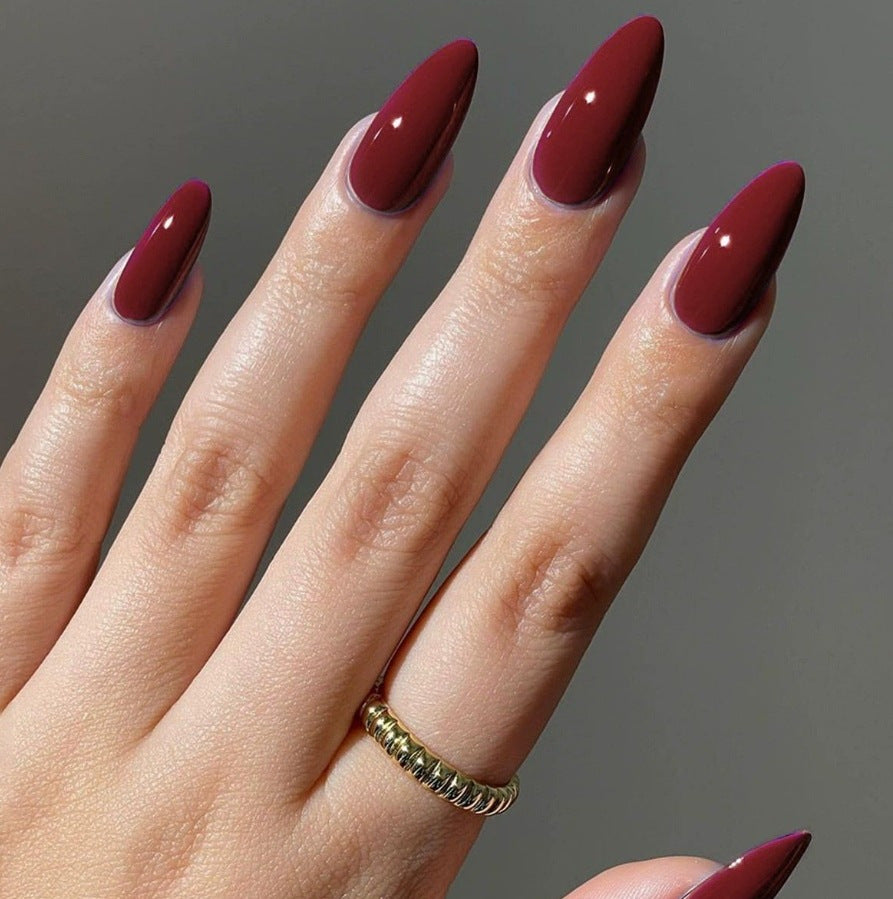 Nail Art Série de couleurs solides Couleur solide Long Almond-Shape Presse sur les ongles
