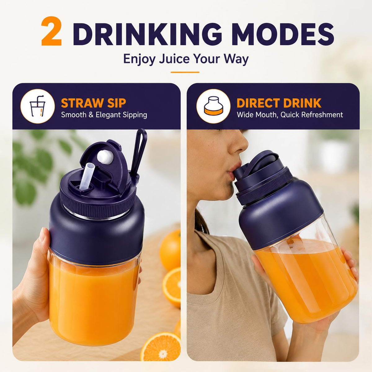 Bouteille de mélangeuse sans fil 1300ml Portable Rechargeable Smoothie