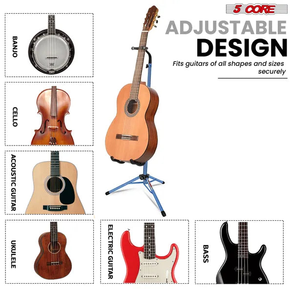 5 Support de guitare de base support de sol réglable lourd de service W fixation pour Acoustic Electric Classi