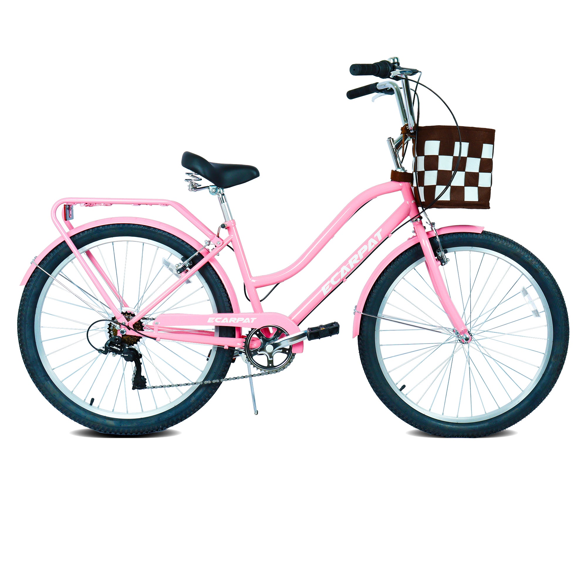 26 pouces vélo de navette de ville à 7 vitesses avec serrure et panier amovible Cadre en acier haute sensibilité