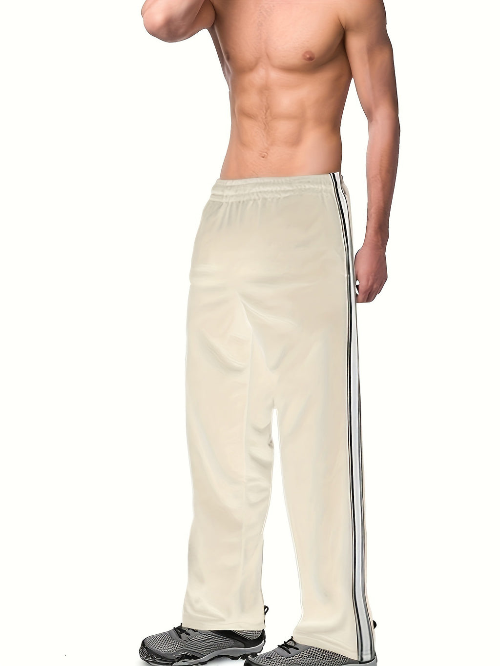 Independent Brand European and American Men's Pearl Cotton Twill Casual Sports Side Stripe