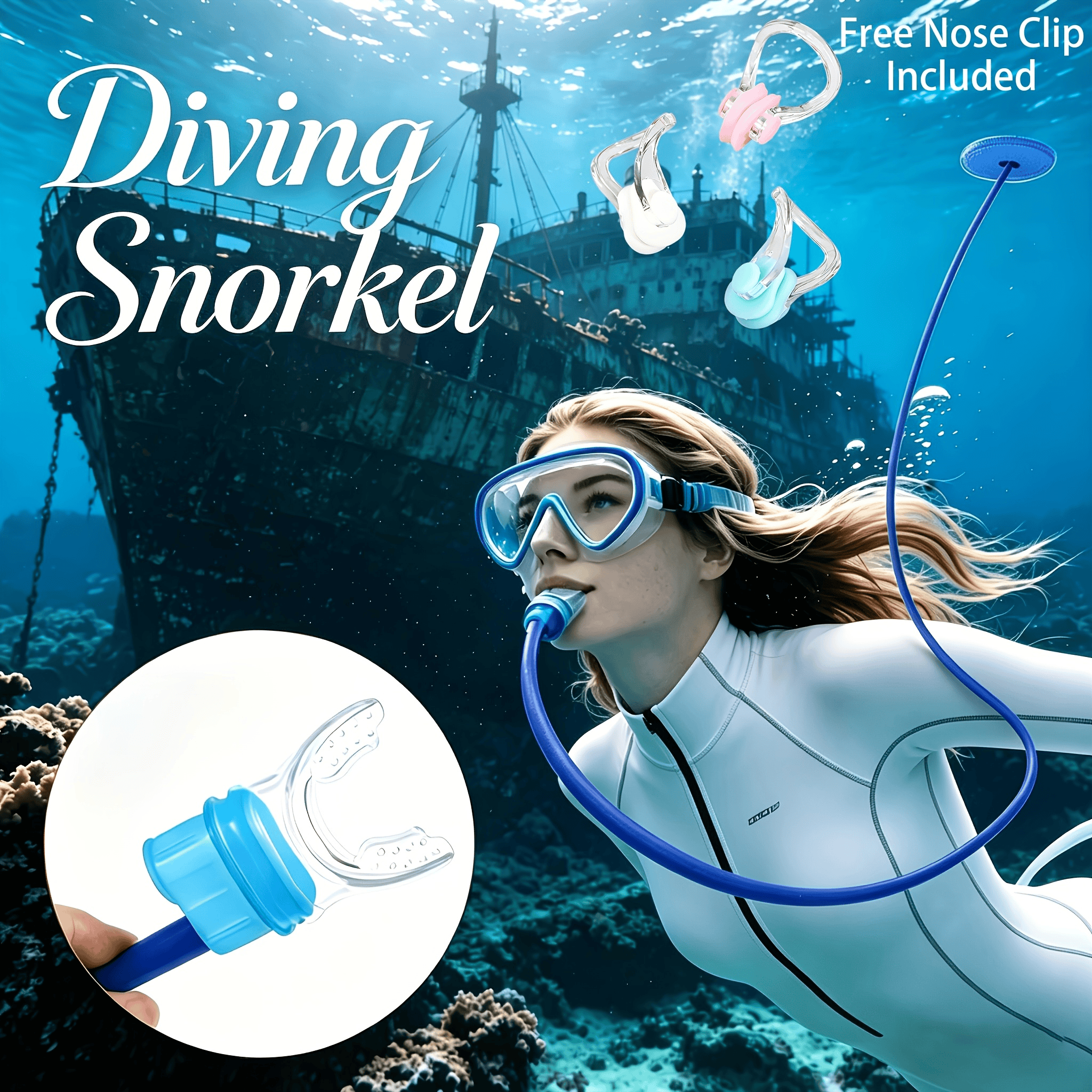 Snorkel de plongée à sec Snorkel résistant aux fuites Silicone sous l'eau Valve respiratoire pour
