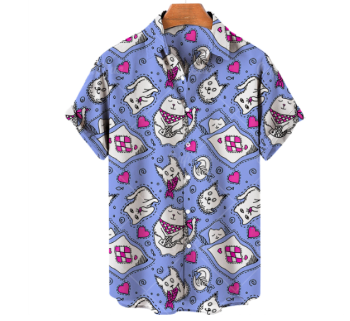 Chemise de chat hawaïen imprimée 3D