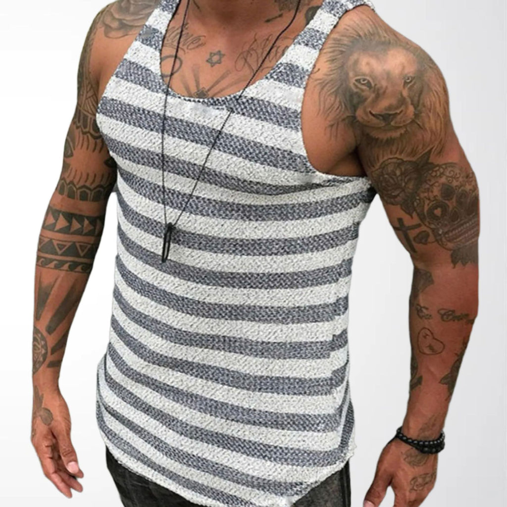 Été Hommes sans manches rayé tricot Top