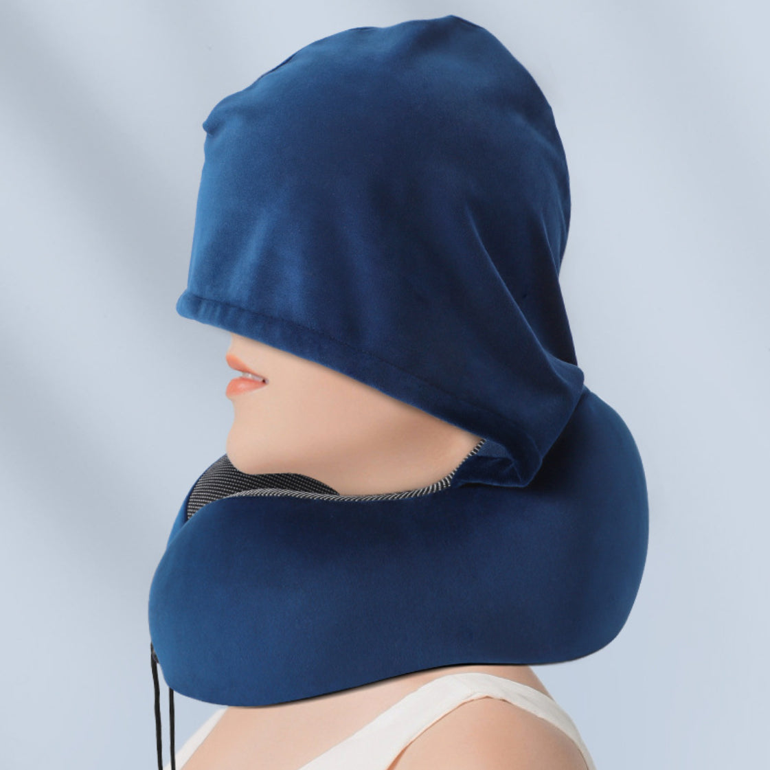 U-Shaped Hooded Memory Foam Elastic Neck Support Pillow