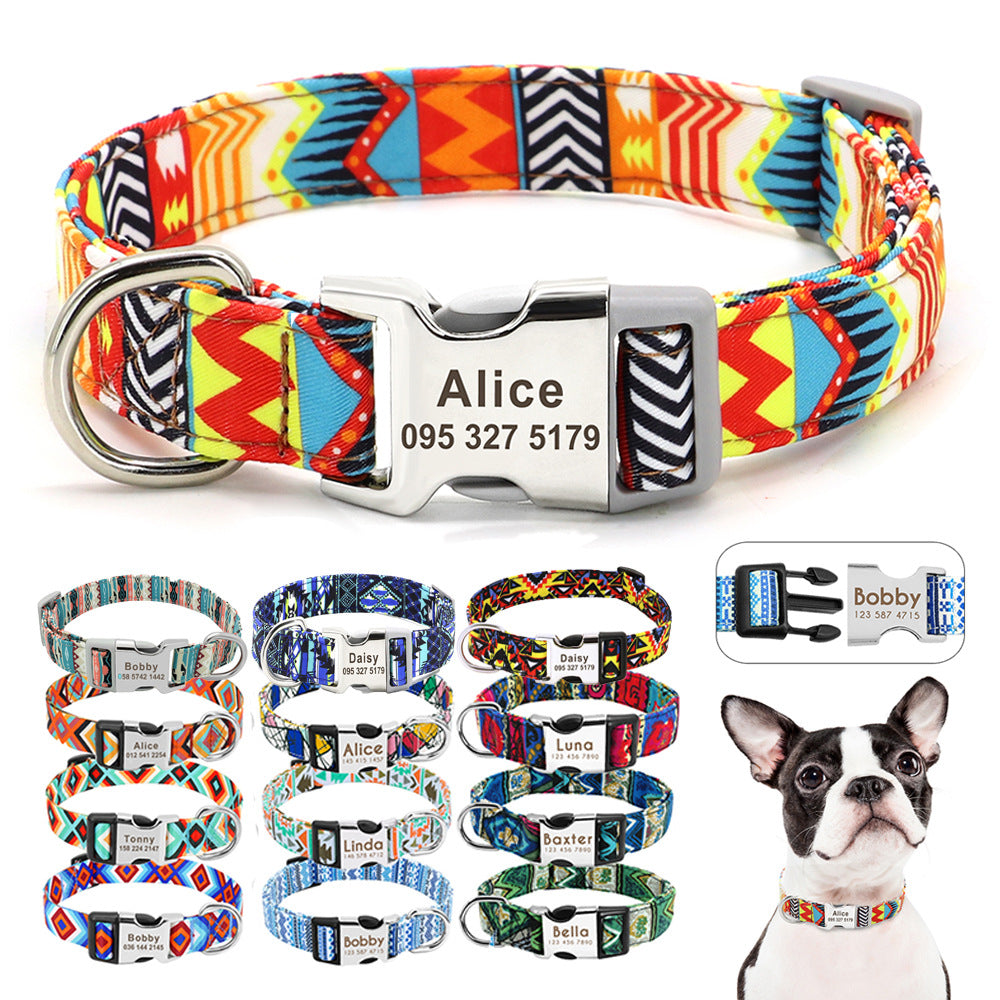 Collier de chien réglable en nylon Chiens personnalisés
