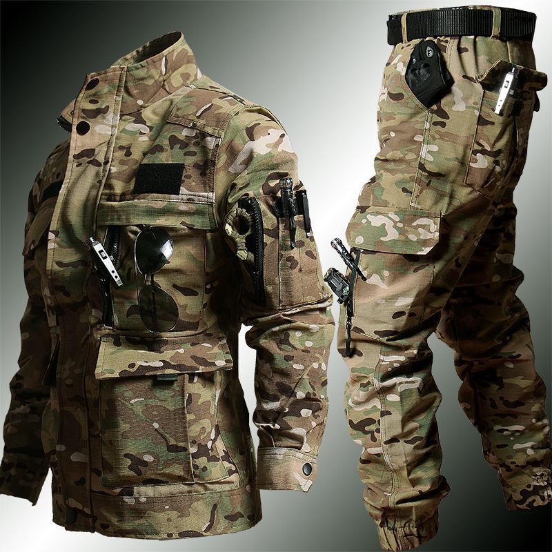 Vêtements Camouflage homme automne et costume d'hiver T-shirt de fitness résistant à la déchirure