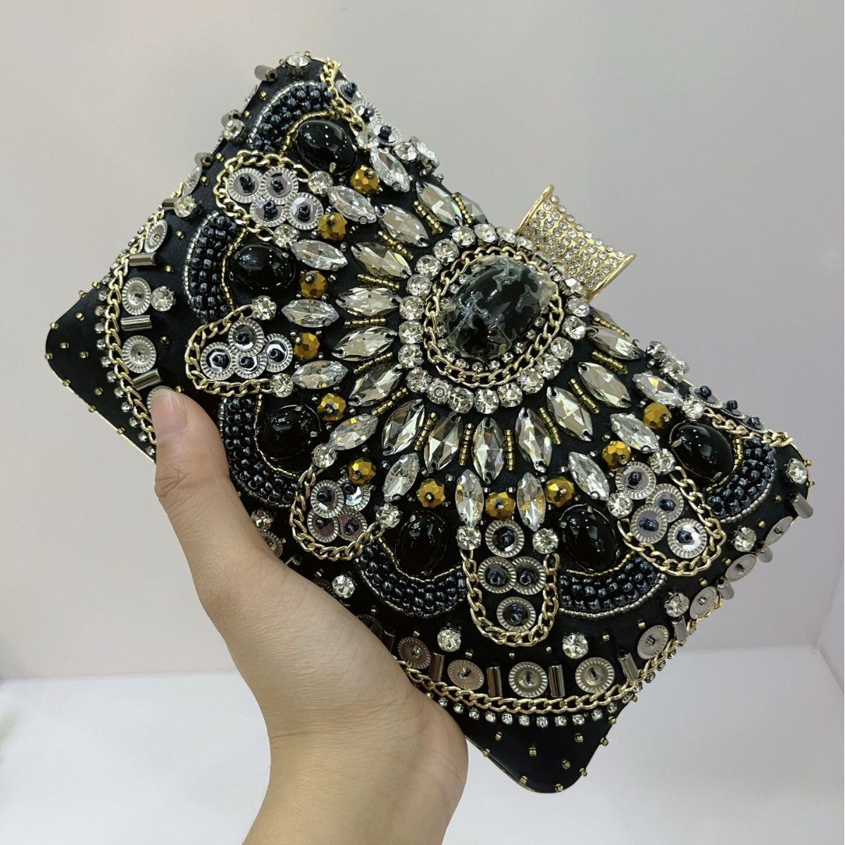 Industrie lourde perle brodée soirée embrayage pour les femmes sac de mariage