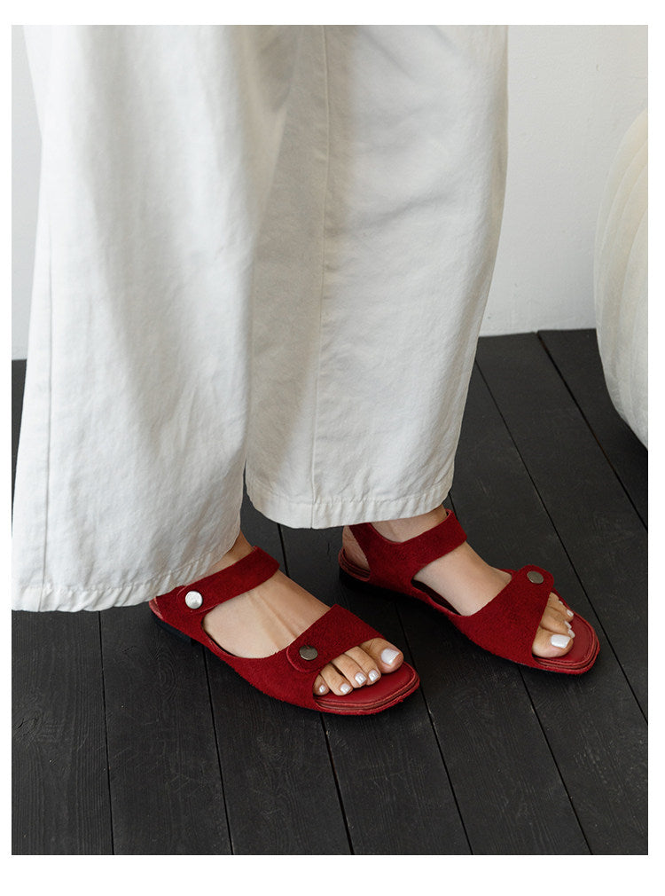 Sandales pour femmes Retro Square Toe Slide