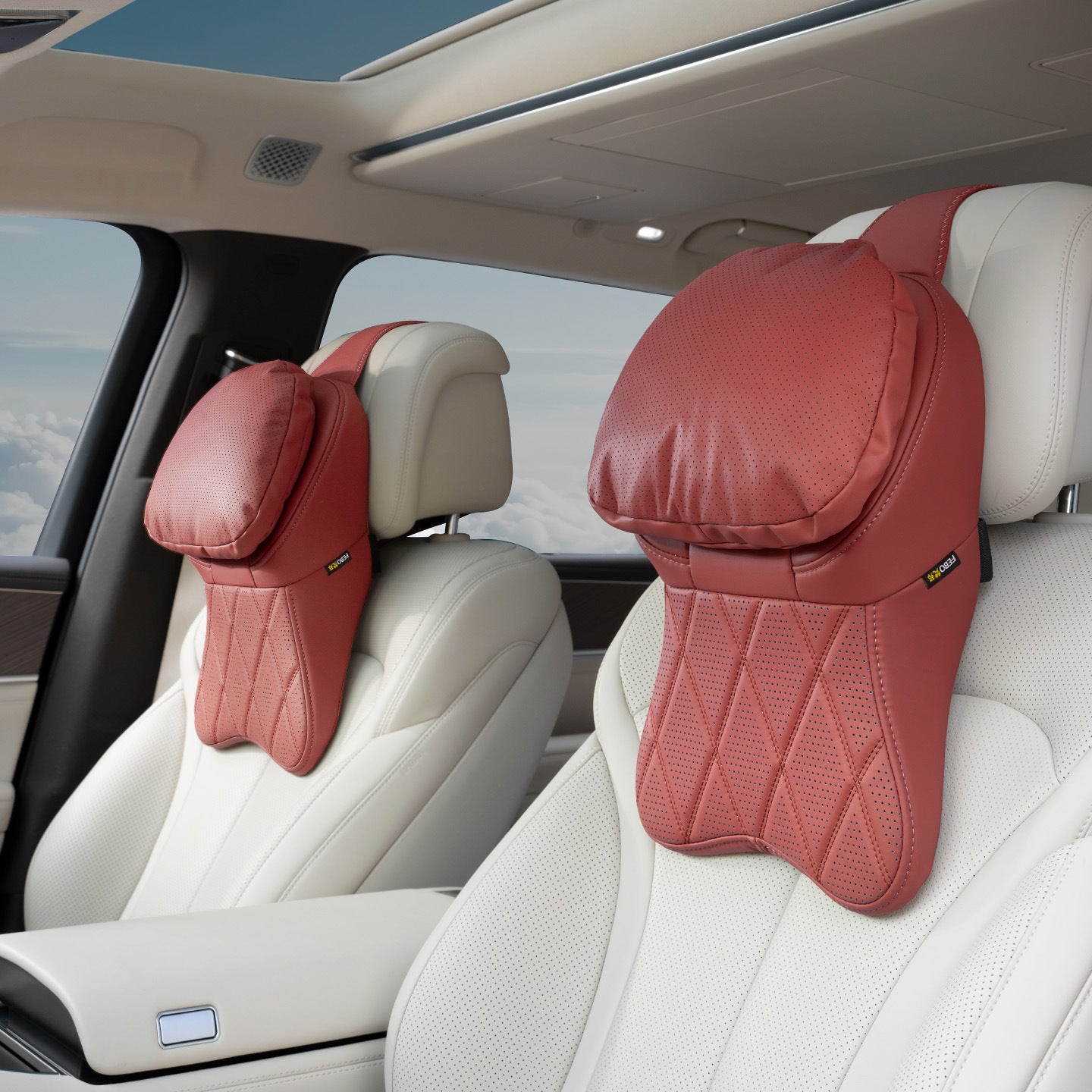 Porte-tête en cuir résistant aux taches de voiture Oreiller Coussin de soutien pour la conduite