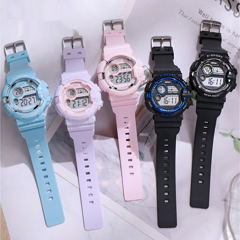 Lumineux Multifonctionnel Étudiant Sports Montre électronique étanche pour enfants