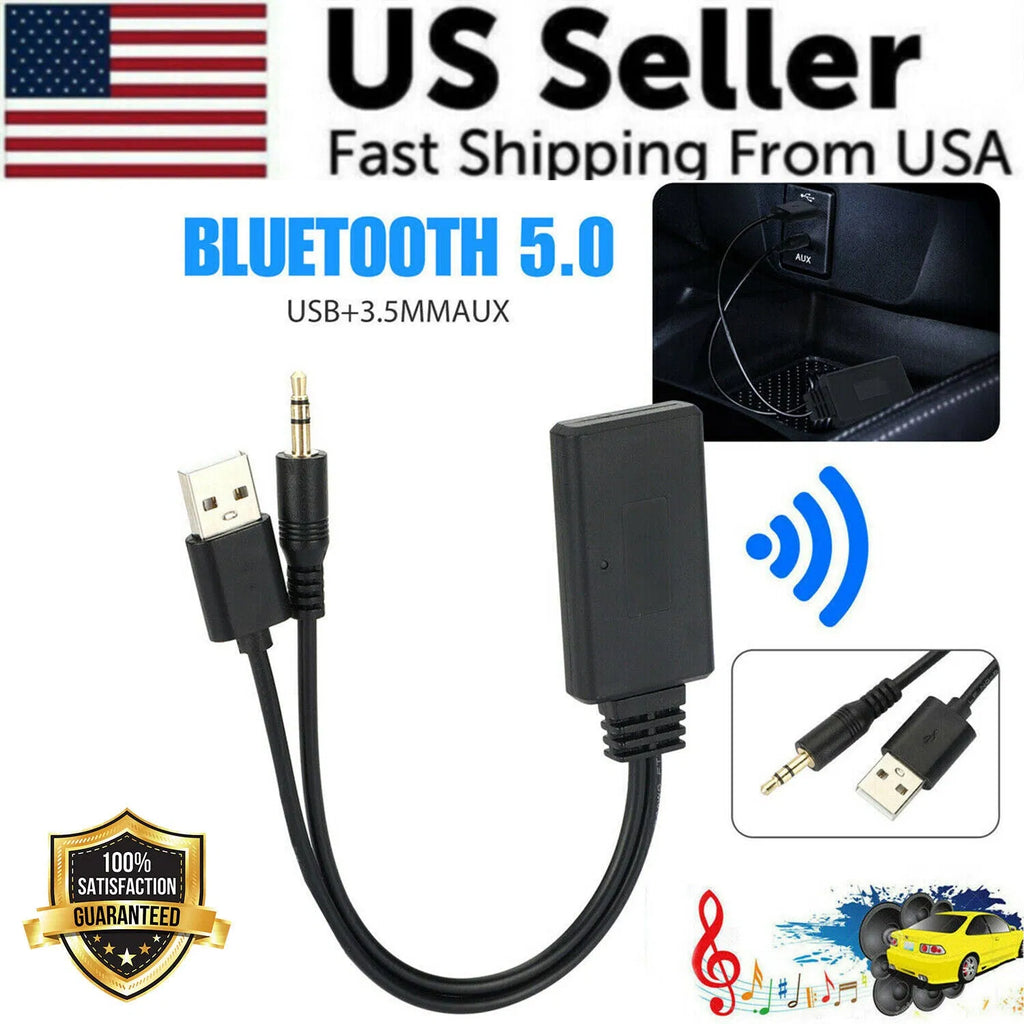 2 En 1 USB Bluetooth 5.0 Récepteur adaptateur sans fil pour PC Kit de voiture