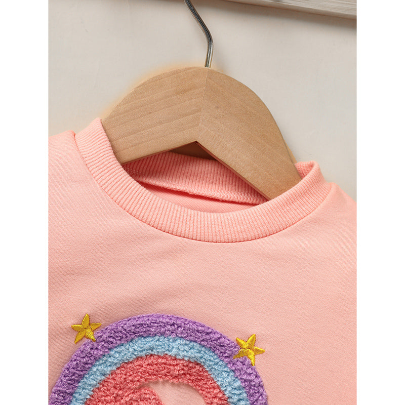 Bébé Filles Jeu de jupe arc-en-ciel Lettres Broderie Sweatshirt à manches longues Tops & Rainbow Tutu