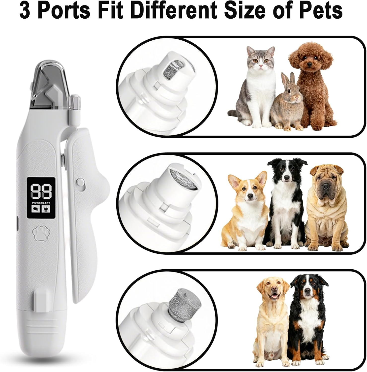 2-en-1 Led Light Cat Anti-blood Grinder Chien chien Clipper de ongles Clipper de ongles