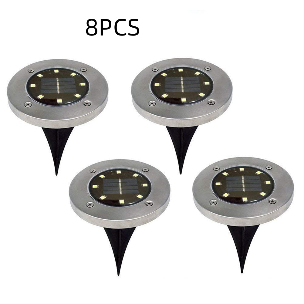 Lampe à gazon solaire 8led Solar Underground en acier inoxydable