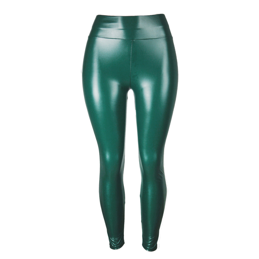 Pantalons en cuir PU brillant pour femmes