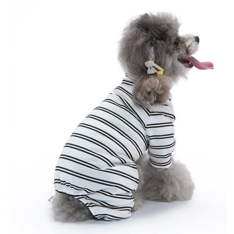 Vêtements de chien d'été rayés maison Pajamas Mince