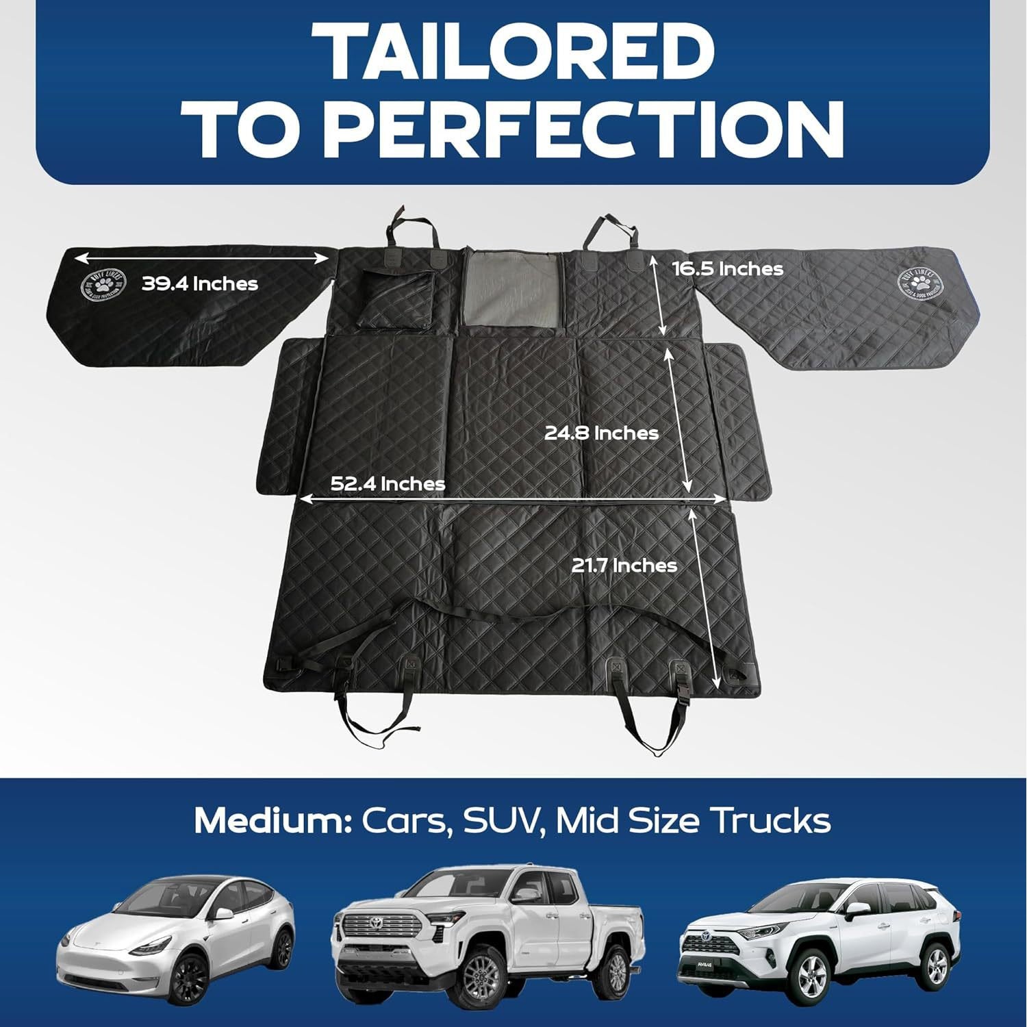 Car Pet Pad avec barrières latérales pour une protection arrière étendue